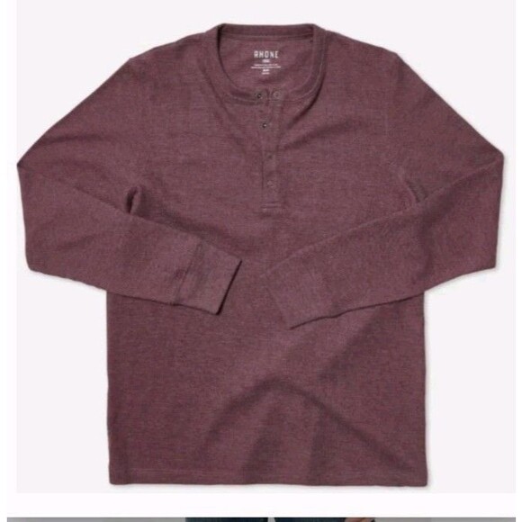 NWT Rhone Waffle Henley Long Sleeve Men's Shirt XLarge Grape Shake Heather Snaps - Picture 1 of 8